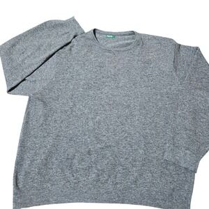 Benetton Wool Sweater Gray XL Italy 90s Vintage Classic Minimalist Normcore